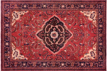 handmade Traditional Tabriz Red Blue Hand Knotted RECTANGLE 100% Wool Pile area rug 7x10